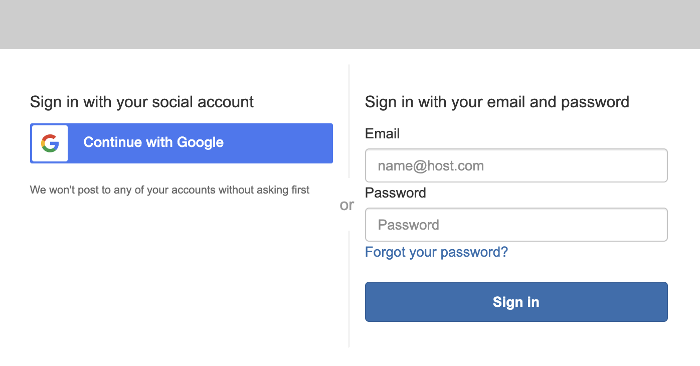 OAuth 認証画面(Google アカウントまたはメールアドレスでサインイン)